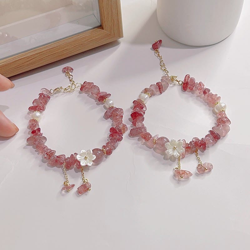Buddha Stones Natural Strawberry Quartz Green Strawberry Quartz Super Seven Crystal Flower Healing Bracelet - image 28