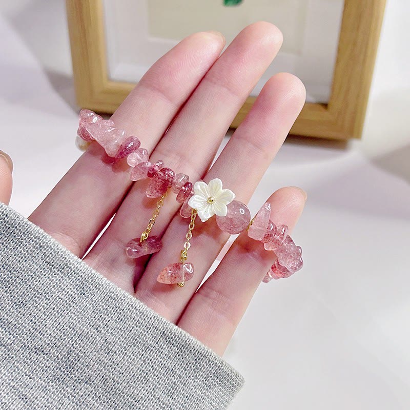 Buddha Stones Natural Strawberry Quartz Green Strawberry Quartz Super Seven Crystal Flower Healing Bracelet - image 24