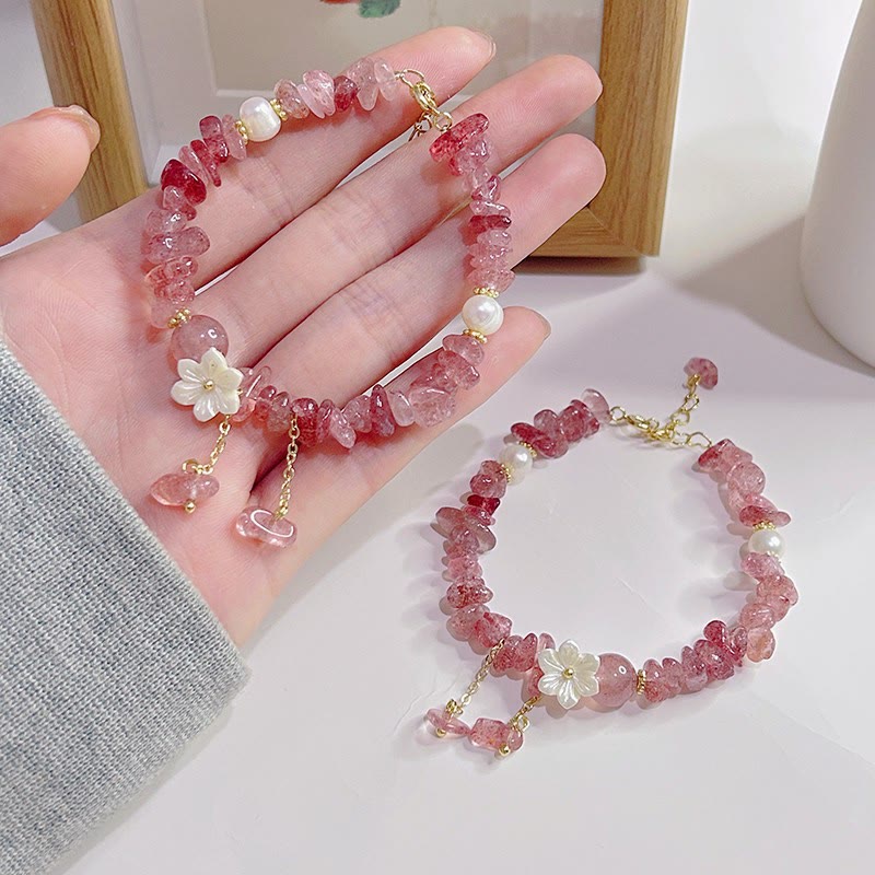 Buddha Stones Natural Strawberry Quartz Green Strawberry Quartz Super Seven Crystal Flower Healing Bracelet - image 22