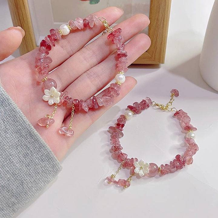 Buddha Stones Natural Strawberry Quartz Green Strawberry Quartz Super Seven Crystal Flower Healing Bracelet - image 22