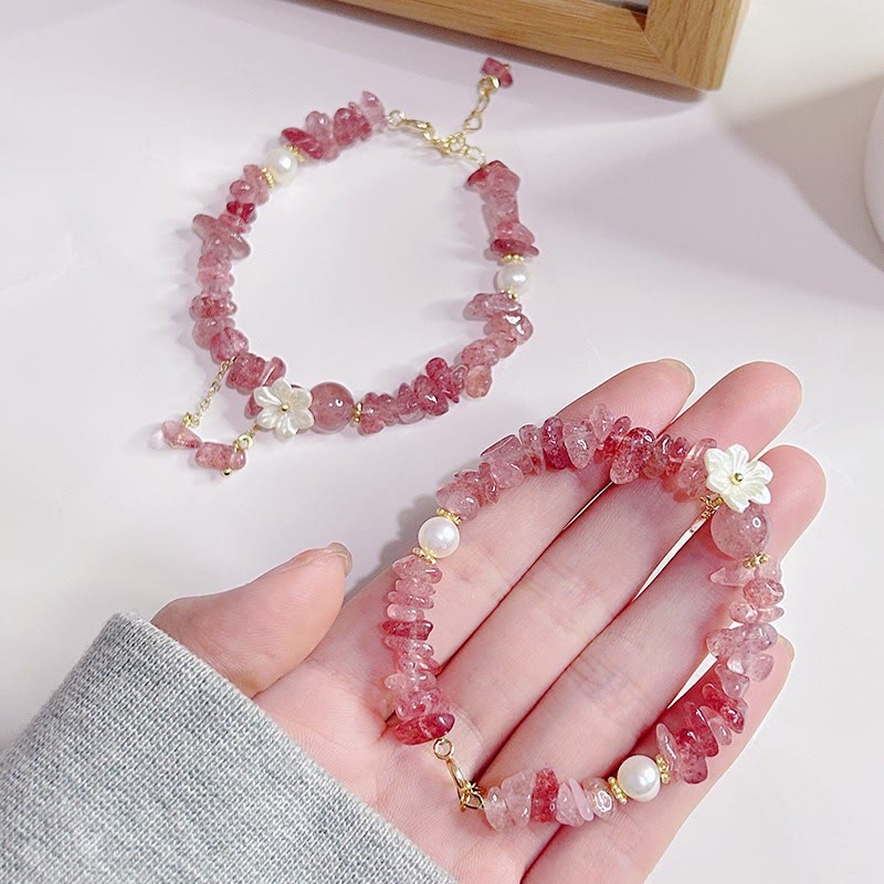 Buddha Stones Natural Strawberry Quartz Green Strawberry Quartz Super Seven Crystal Flower Healing Bracelet - image 27
