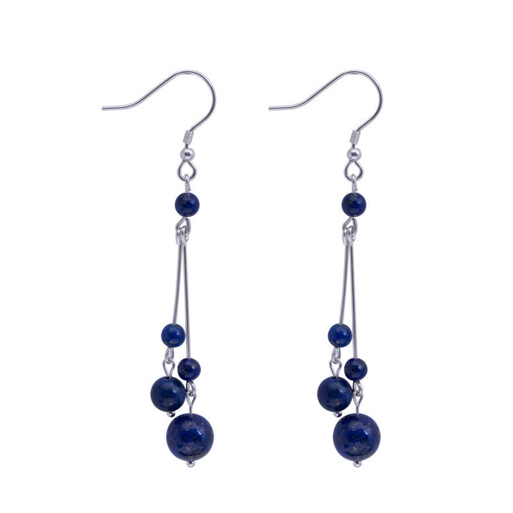 Buddha Stones 925 Sterling Silver Lazurite Lapis Lazuli Beads Serenity Drop Earrings - image 8