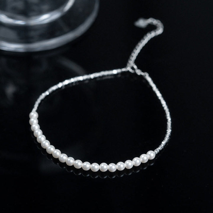 Buddha Stones 925 Sterling Silver Pearl Beads Protection Anklet - image 5
