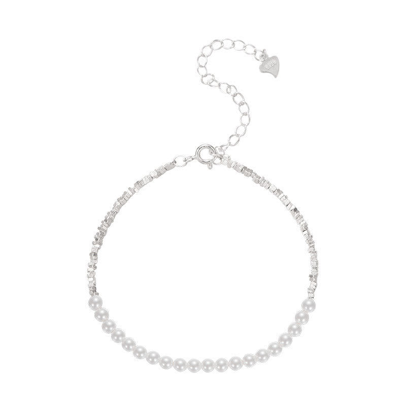 Buddha Stones 925 Sterling Silver Pearl Beads Protection Anklet - image 10