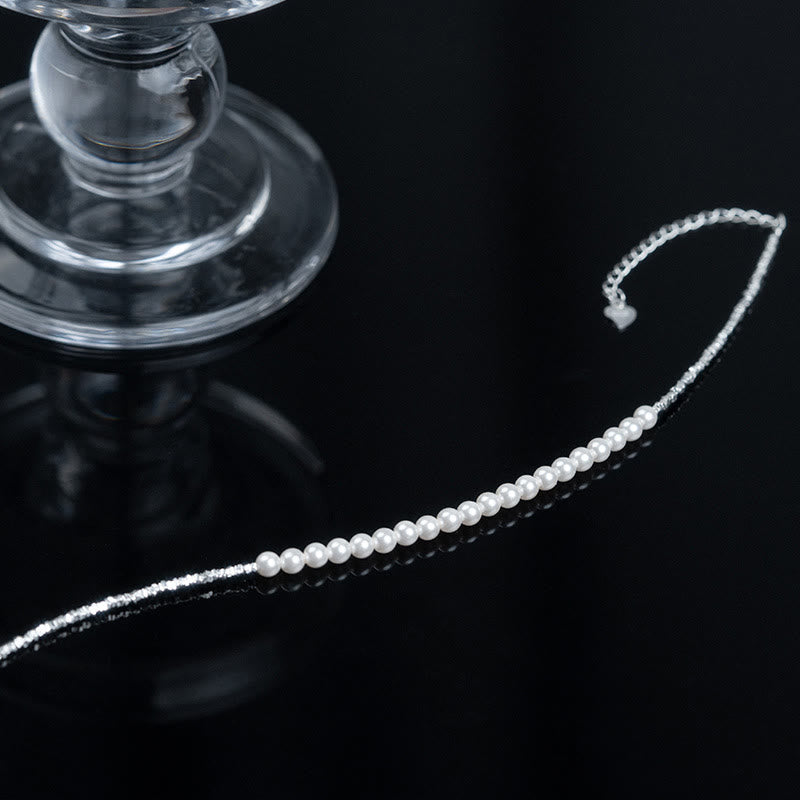 Buddha Stones 925 Sterling Silver Pearl Beads Protection Anklet - image 9