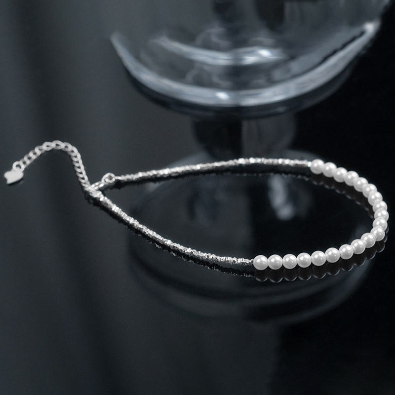 Buddha Stones 925 Sterling Silver Pearl Beads Protection Anklet - image 7