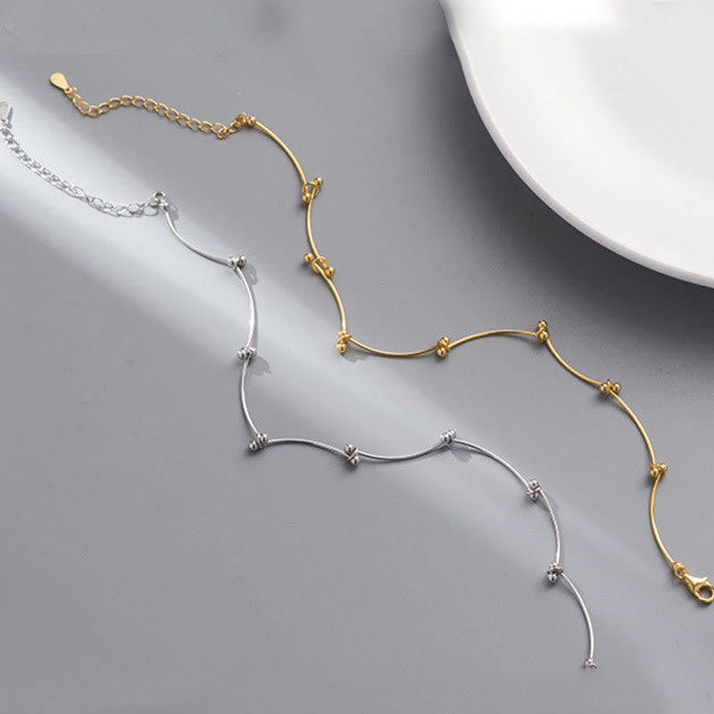 Buddha Stones 925 Sterling Silver Simple Wave Shape Protection Anklet - image 9