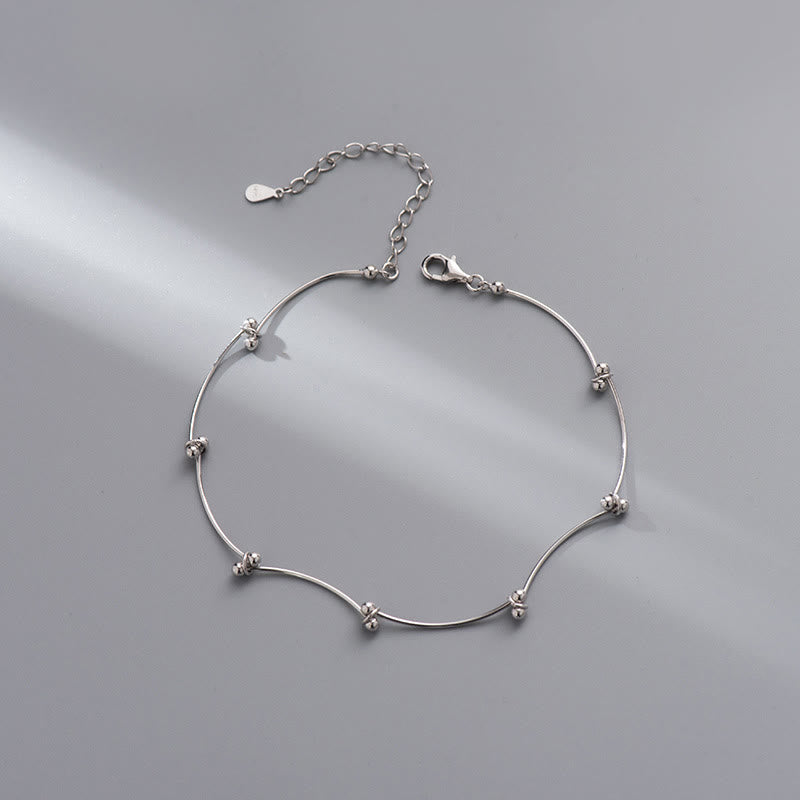 Buddha Stones 925 Sterling Silver Simple Wave Shape Protection Anklet - image 4