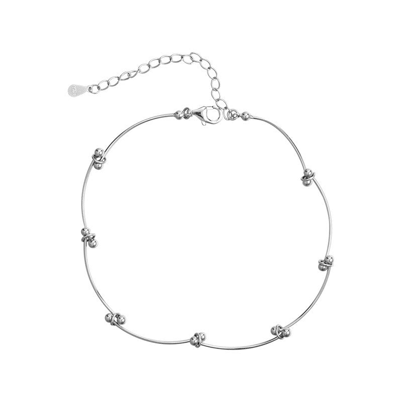 Buddha Stones 925 Sterling Silver Simple Wave Shape Protection Anklet - image 5