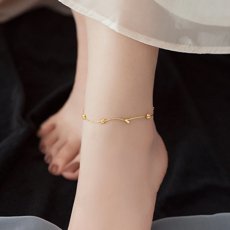 Buddha Stones 925 Sterling Silver Simple Wave Shape Protection Anklet - image 8
