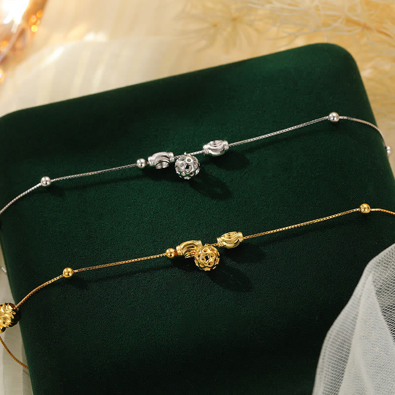 Buddha Stones 925 Sterling Silver Simple Bell Bead Blessing Anklet - image 11