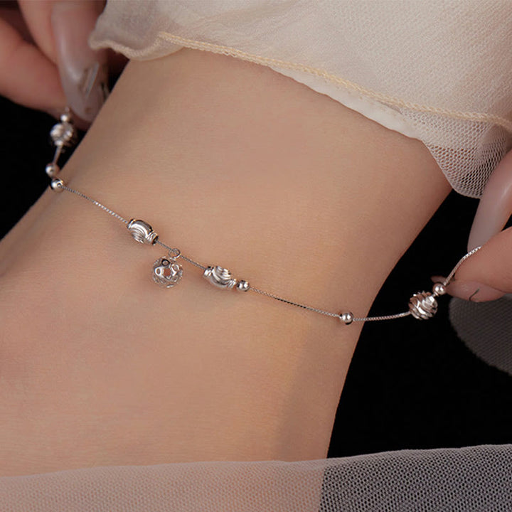 Buddha Stones 925 Sterling Silver Simple Bell Bead Blessing Anklet - Silver Anklet(Circumference:25-30cm) - image 0