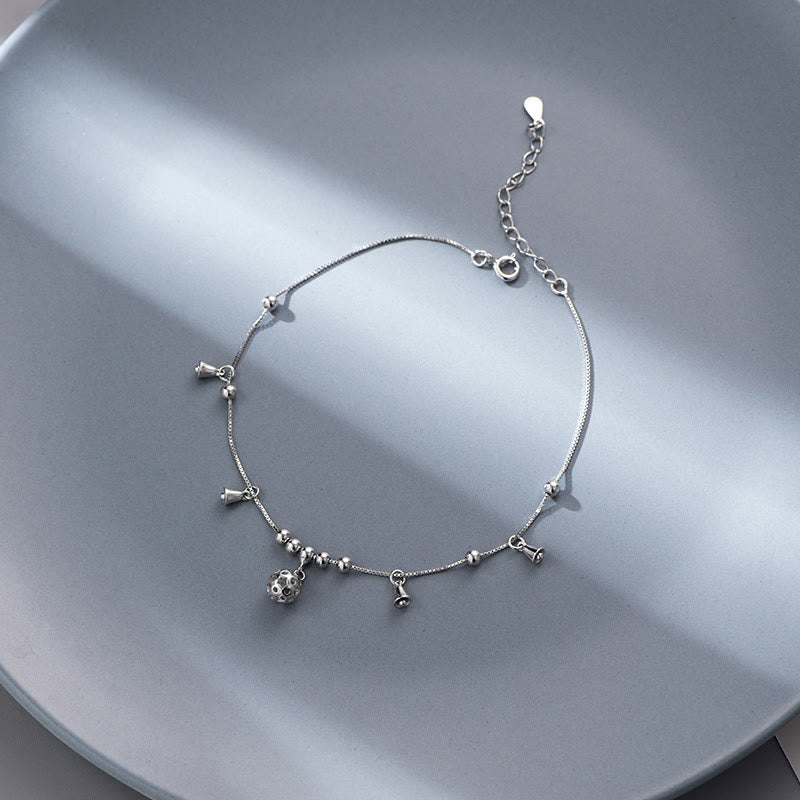 Buddha Stones 925 Sterling Silver Antiquity Bell Protection Anklet - image 7