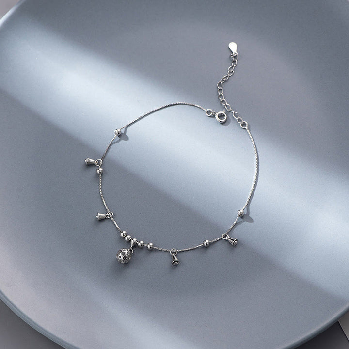 Buddha Stones 925 Sterling Silver Antiquity Bell Protection Anklet - image 7