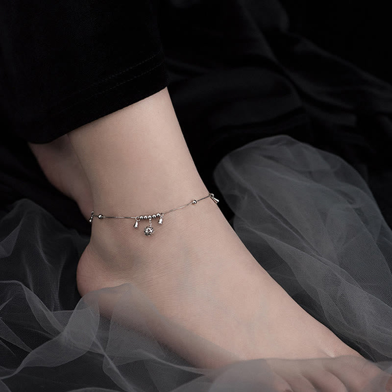 Buddha Stones 925 Sterling Silver Antiquity Bell Protection Anklet - image 3