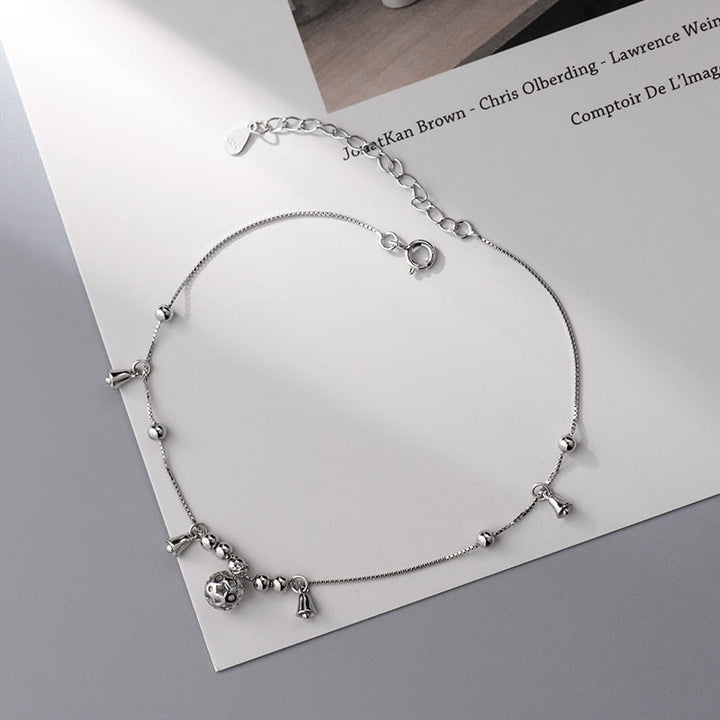 Buddha Stones 925 Sterling Silver Antiquity Bell Protection Anklet - image 6