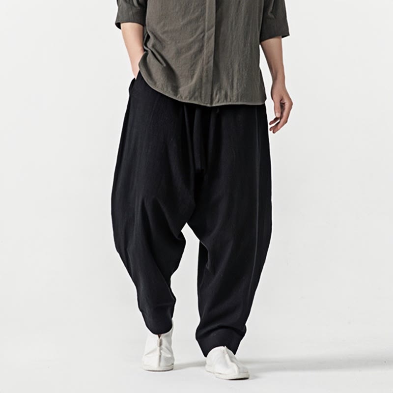 Buddha Stones Solid Color Drawstring Men's Harem Pants With PocketsAnkle-Length (9 Length) - image 10