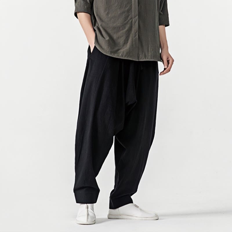 Buddha Stones Solid Color Drawstring Men's Harem Pants With PocketsAnkle-Length (9 Length) - image 16