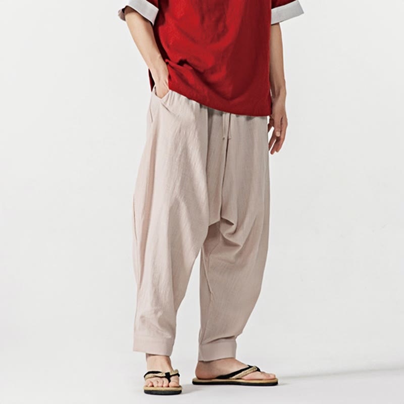 Buddha Stones Solid Color Drawstring Men's Harem Pants With PocketsAnkle-Length (9 Length) - image 26