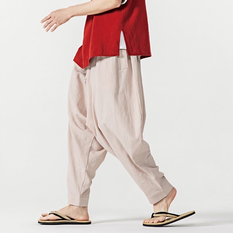 Buddha Stones Solid Color Drawstring Men's Harem Pants With PocketsAnkle-Length (9 Length) - image 27