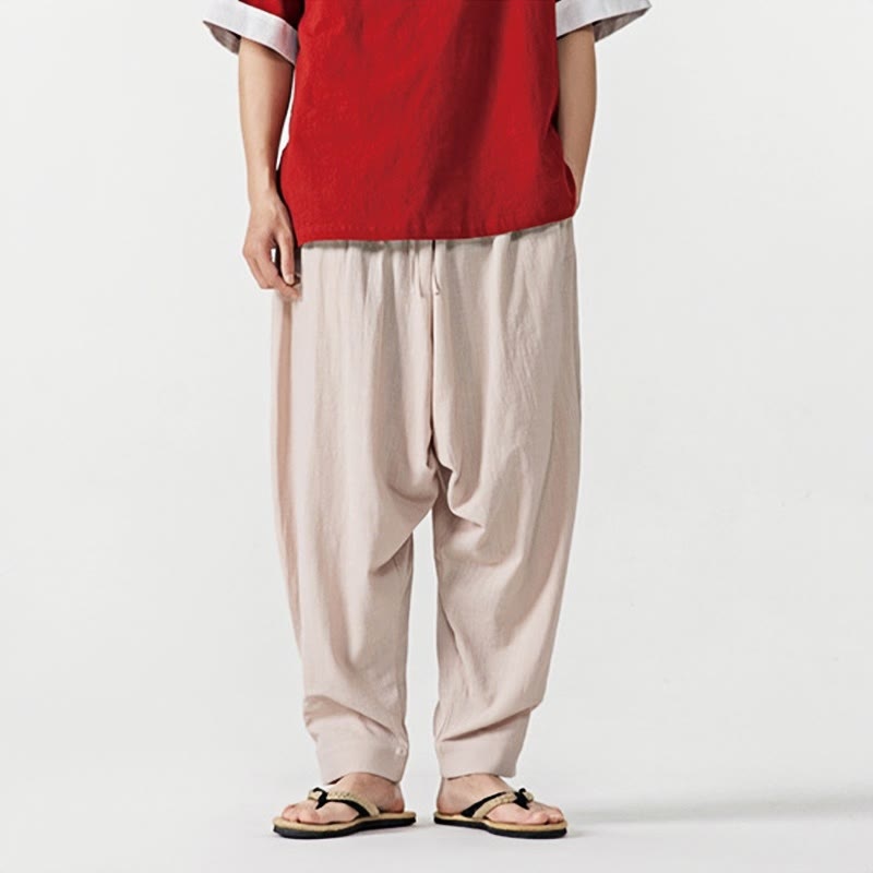 Buddha Stones Solid Color Drawstring Men's Harem Pants With PocketsAnkle-Length (9 Length) - image 19
