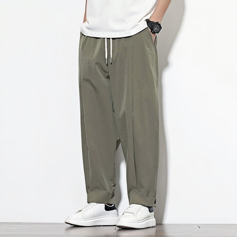 Buddha Stones Casual Solid Color Drawstring Men's Harem Pants With Pockets - image 3