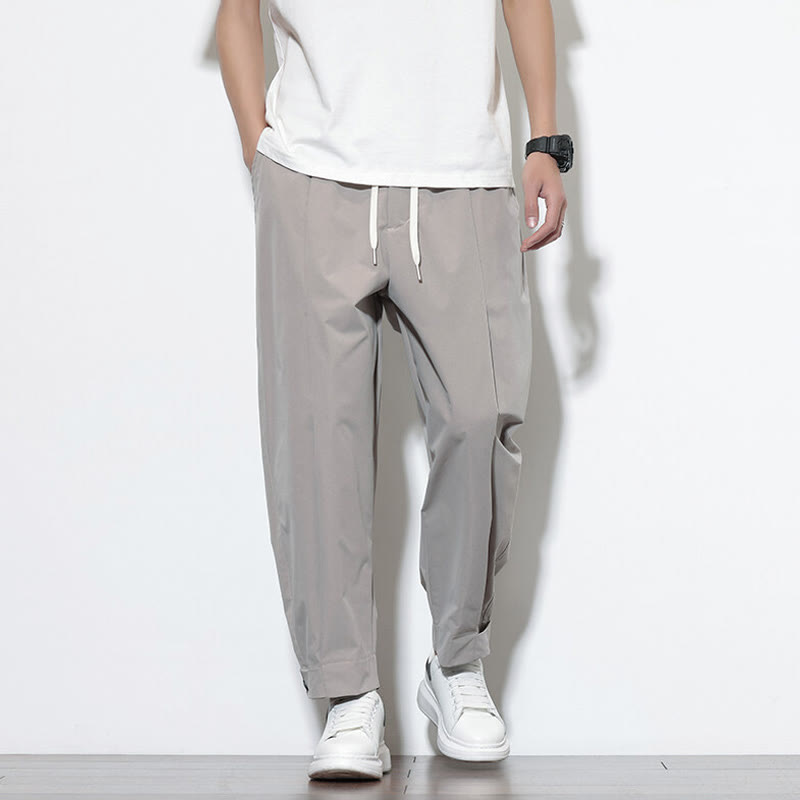 Buddha Stones Casual Solid Color Drawstring Men's Harem Pants With Pockets - Gray - US/UK/AU46，EU56 (5XL) - image 6