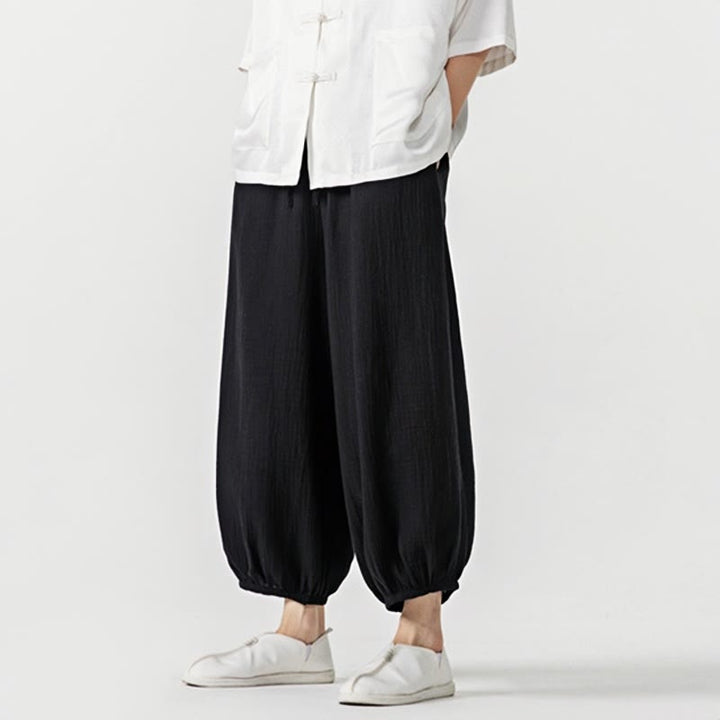 Buddha Stones Soft Solid Color Drawstring Cotton Men's Pants With Pockets - image 19