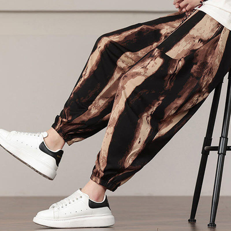 Buddha Stones Stripe Pattern Drawstring Men's Harem Pants With Pockets - image 15