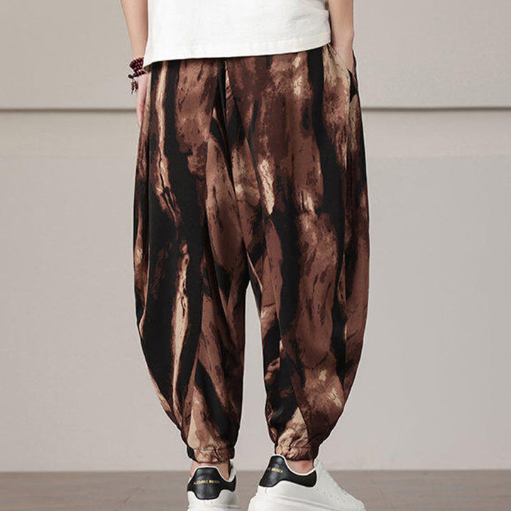 Buddha Stones Stripe Pattern Drawstring Men's Harem Pants With Pockets - image 11