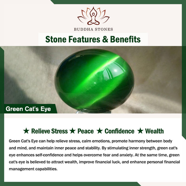 Buddha Stones Cat's Eye Round Ball Confidence Necklace Pendant - image 19