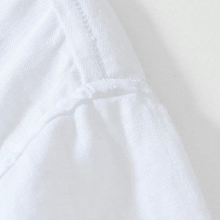 Buddha Stones Daily Frog-Button Stand Collar Short Sleeve Linen Men's Shirt - image 8