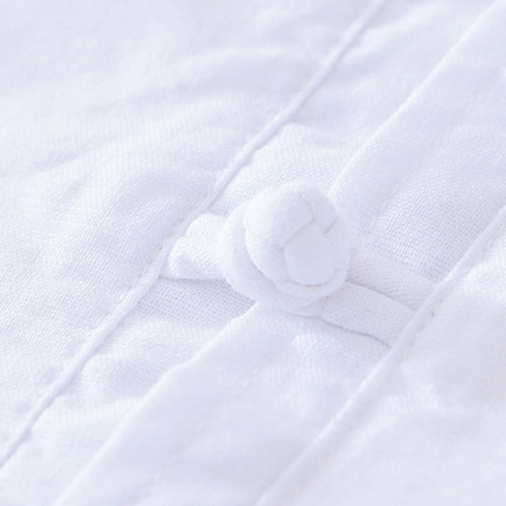 Buddha Stones Soft Plain Frog-button Crew Neck Cotton Linen Half Button Men's Shirt - image 17