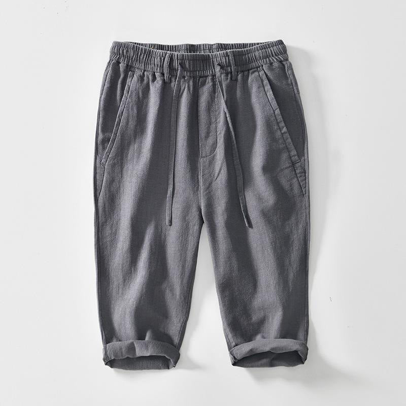 Buddha Stones Drawstring Simple Design 7-8 Length Cotton Linen Men's Pants With Pockets - DimGray - US/UK/AU42，EU52 (3XL) - image 10