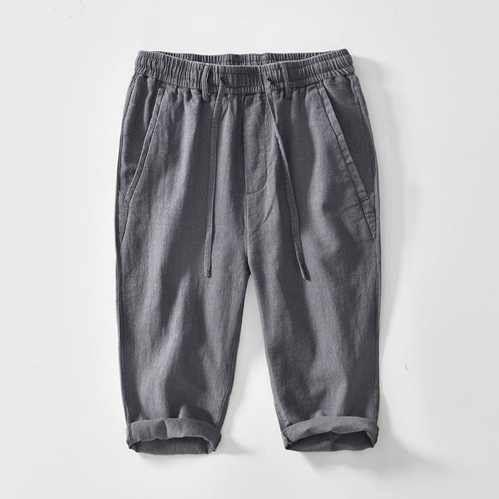 Buddha Stones Drawstring Simple Design 7-8 Length Cotton Linen Men's Pants With Pockets - DimGray - US/UK/AU42，EU52 (3XL) - image 10