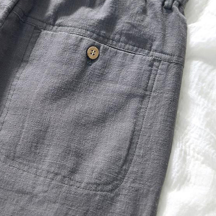 Buddha Stones Drawstring Simple Design 7-8 Length Cotton Linen Men's Pants With Pockets - image 13
