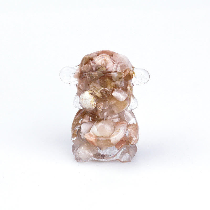 Buddha Stones God of Wealth Amethyst Crystal Resin Energy Fortune Home Decoration - Sakura Agate 5.6*4.7*3.5cm - image 9