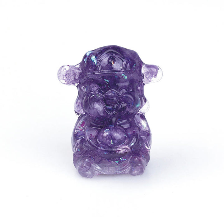 Buddha Stones God of Wealth Amethyst Crystal Resin Energy Fortune Home Decoration - Amethyst 5.6*4.7*3.5cm - image 2