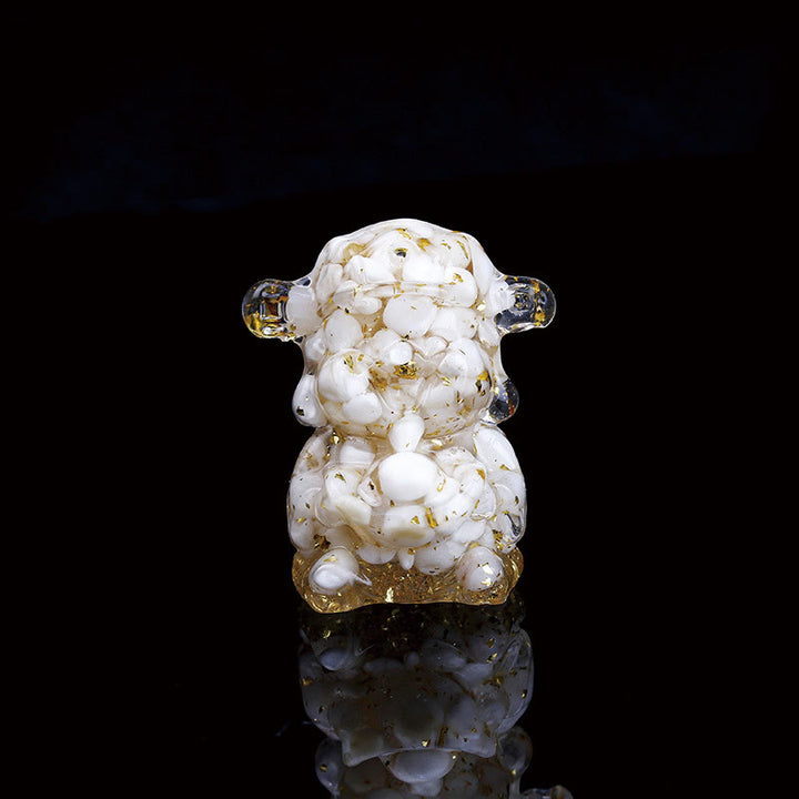 Buddha Stones God of Wealth Amethyst Crystal Resin Energy Fortune Home Decoration - White Shell 5.6*4.7*3.5cm - image 35