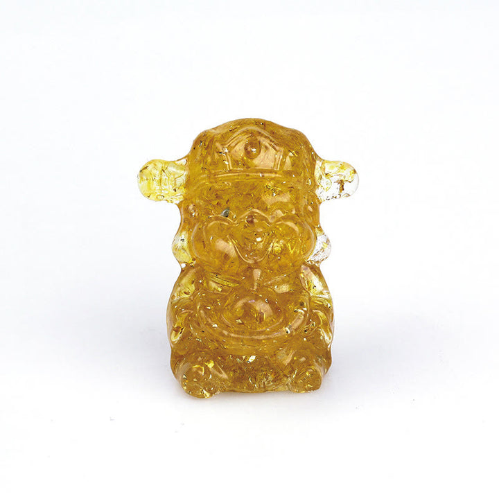 Buddha Stones God of Wealth Amethyst Crystal Resin Energy Fortune Home Decoration - Citrine 5.6*4.7*3.5cm - image 7