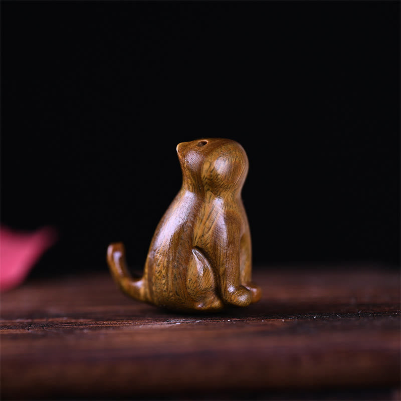 Buddha Stones Small Leaf Red Sandalwood Ebony Wood Sandalwood Green Sandalwood Lucky Mini Cat Deer Sooth Phone Hanging Decoration - Green Sandalwood Cat 3.2*2.8*1.6cm - image 10