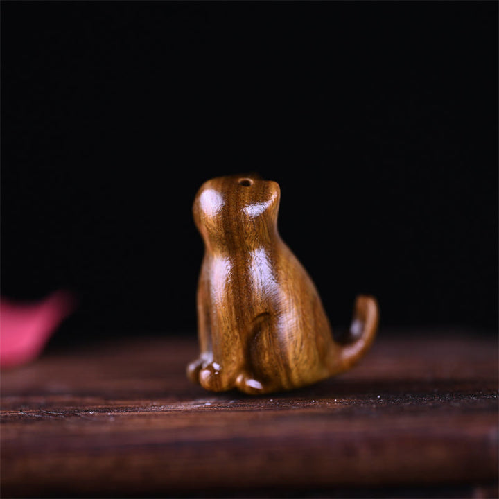 Buddha Stones Small Leaf Red Sandalwood Ebony Wood Sandalwood Green Sandalwood Lucky Mini Cat Deer Sooth Phone Hanging Decoration - image 11