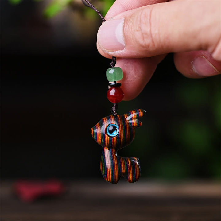 Buddha Stones Small Leaf Red Sandalwood Ebony Wood Sandalwood Green Sandalwood Lucky Mini Cat Deer Sooth Phone Hanging Decoration - image 22