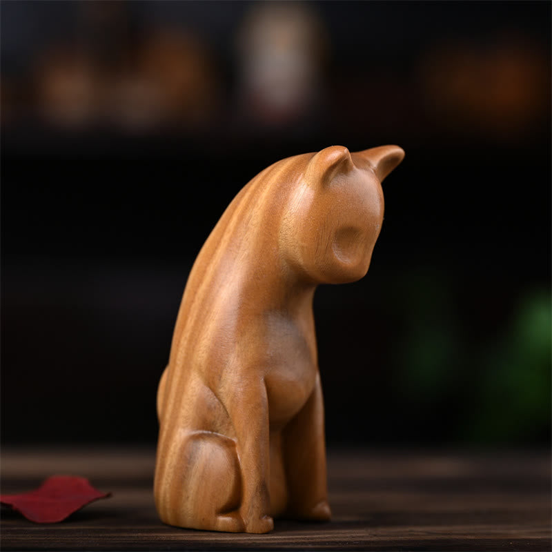 Buddha Stones Small Cat Mouse Green Sandalwood African Red Rosewood Peace Home Decoration - image 7