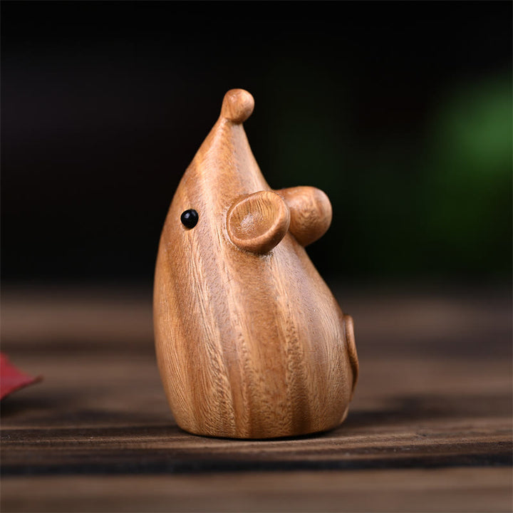 Buddha Stones Small Cat Mouse Green Sandalwood African Red Rosewood Peace Home Decoration - image 15