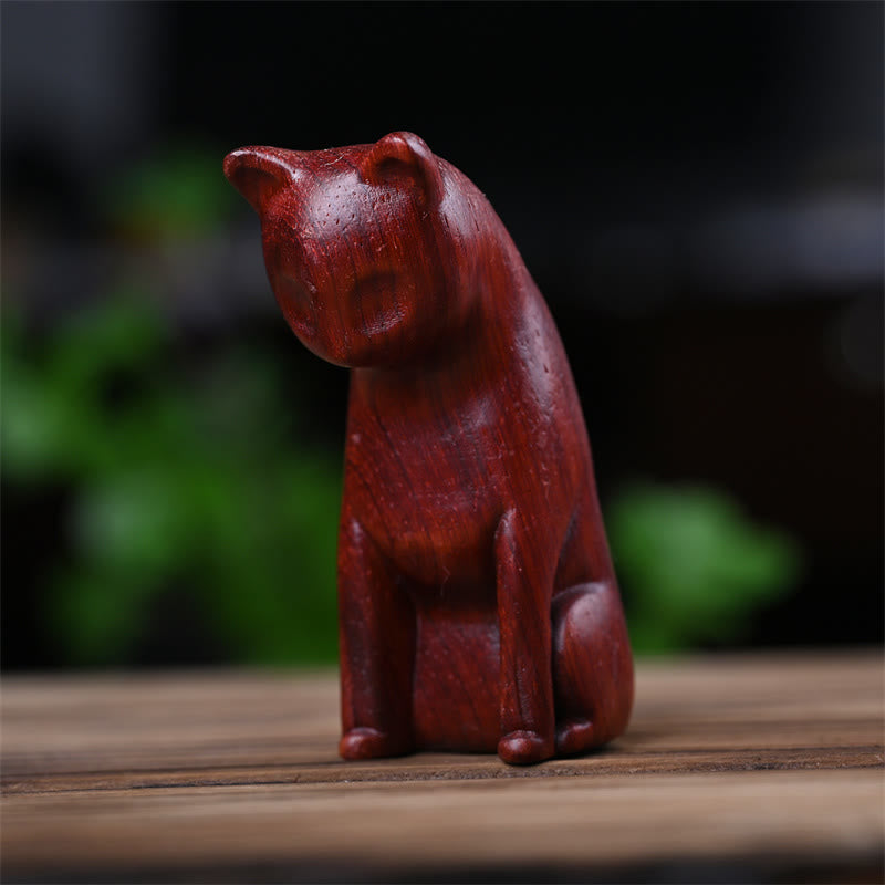 Buddha Stones Small Cat Mouse Green Sandalwood African Red Rosewood Peace Home Decoration - image 26