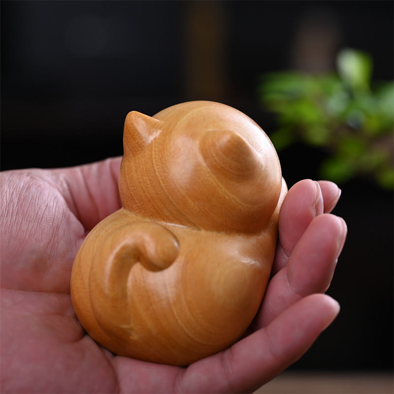 Buddha Stones Small Cute Confident Sleeping Cat Sandalwood Healing Home Decoration - image 15