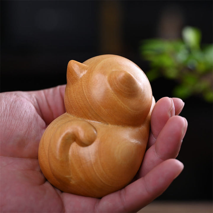 Buddha Stones Small Cute Confident Sleeping Cat Sandalwood Healing Home Decoration - image 15