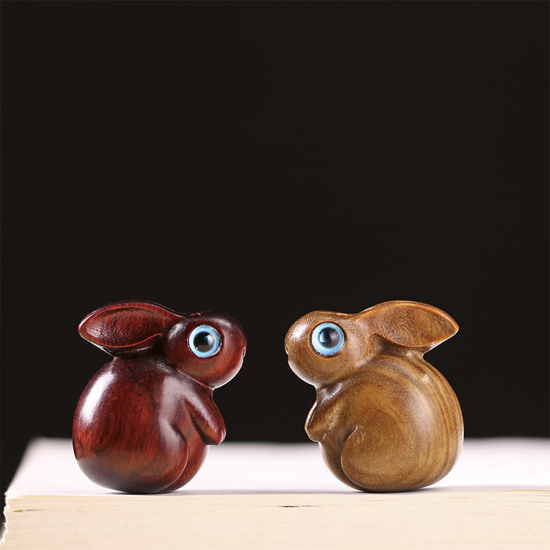 Buddha Stones Small Leaf Red Sandalwood Green Sandalwood Lucky Mini Rabbit Relaxation Decoration - image 0