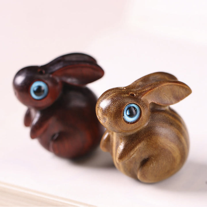Buddha Stones Small Leaf Red Sandalwood Green Sandalwood Lucky Mini Rabbit Relaxation Decoration - image 13